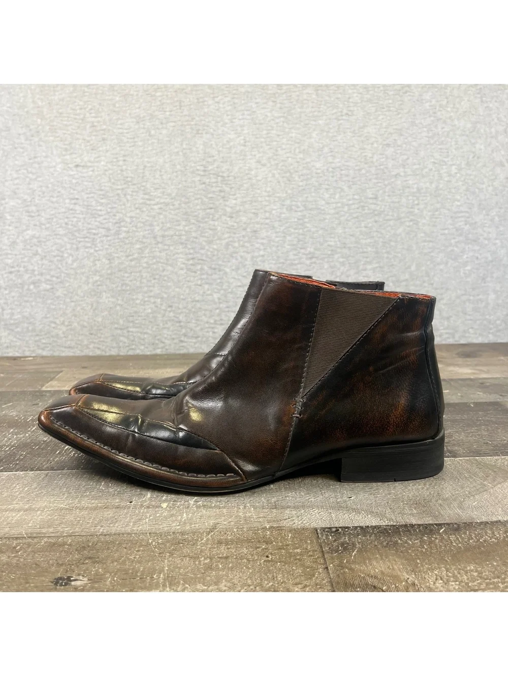 Robert Wayne Leather Ankle Boots Men's Size 8 brown Motorcycle Style Dress Shoes